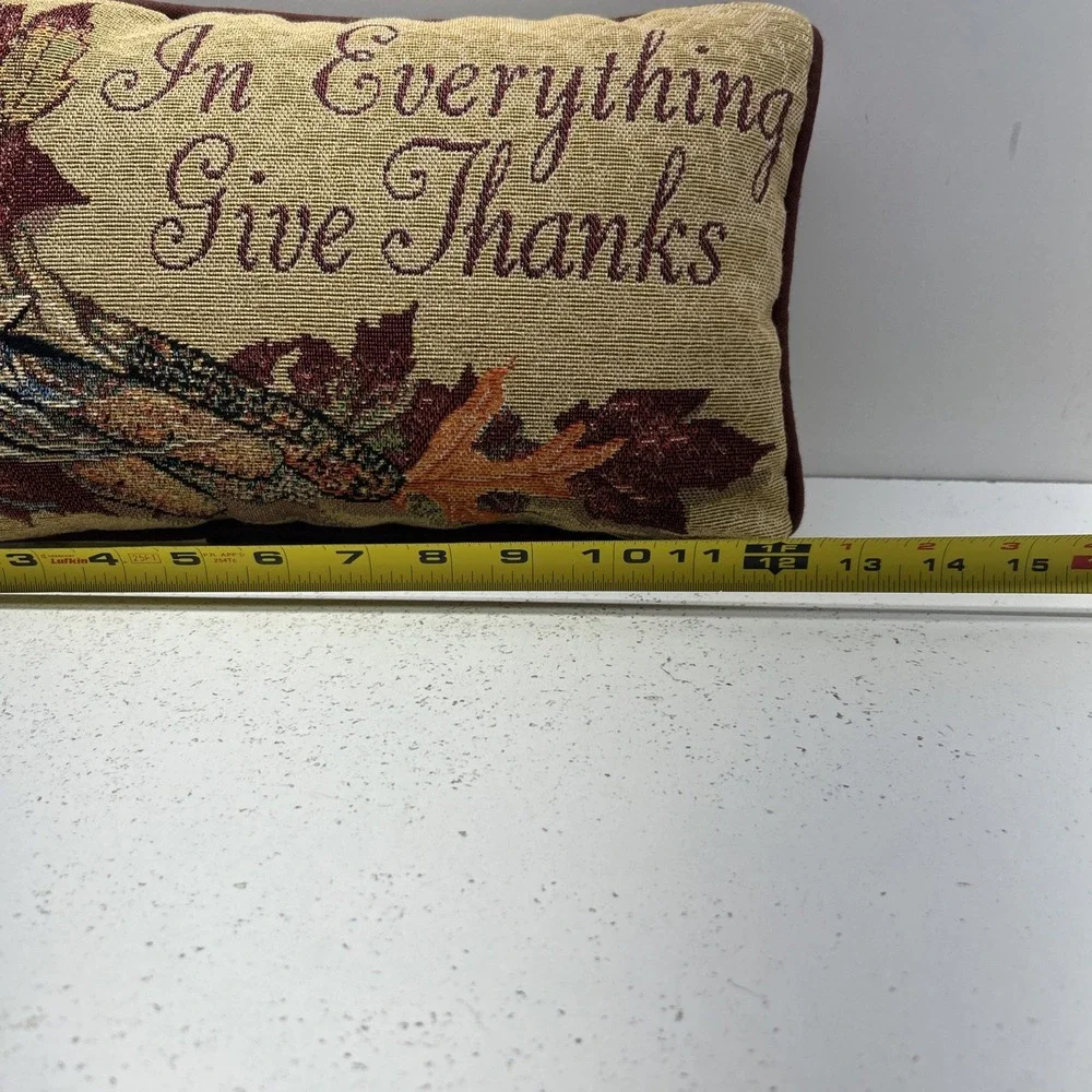 VTG Manual Woodworkers & Weavers In Everything Give Thanks Tapestry Pillow